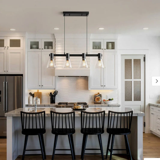 [8058PL-04BK-US] 4 - light kitchen island linear pendant lights - 4-light