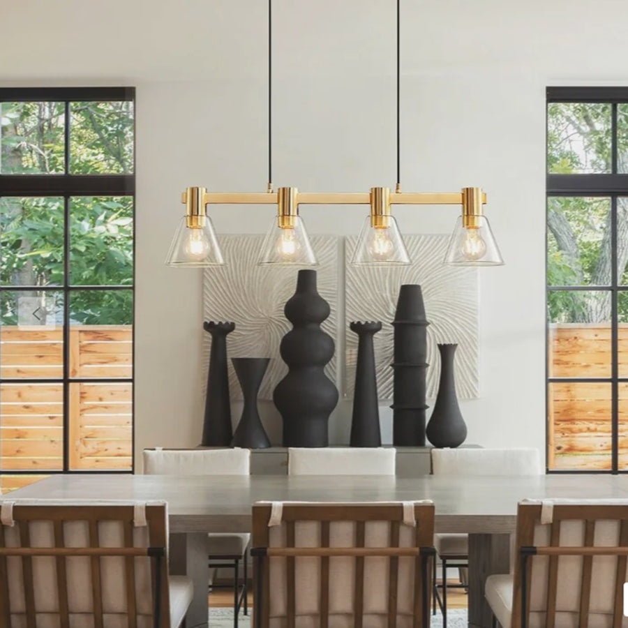 [8058PL-04BK-US] 4 - light kitchen island linear pendant lights - 4-light