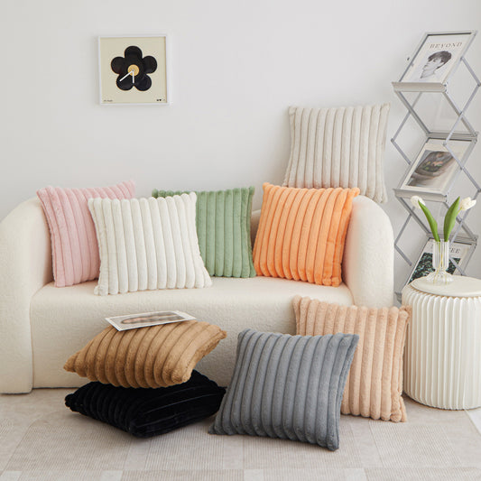 [IN2XZTR-1 Cream] Polyester Blend Throw Square Pillow Cover & Insert (Double Sides)
