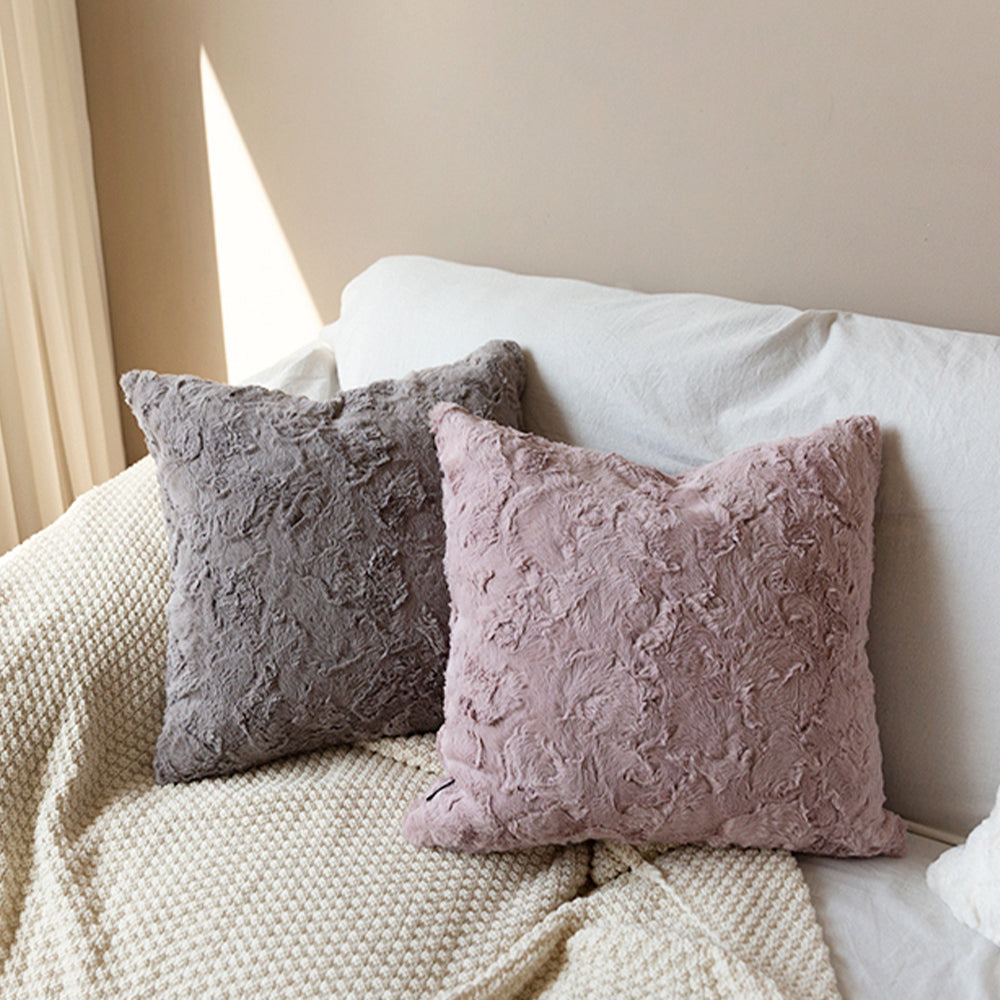 [IN c set of 4] set of 4 double sides furry throw pillow case and insert 18"x18" square