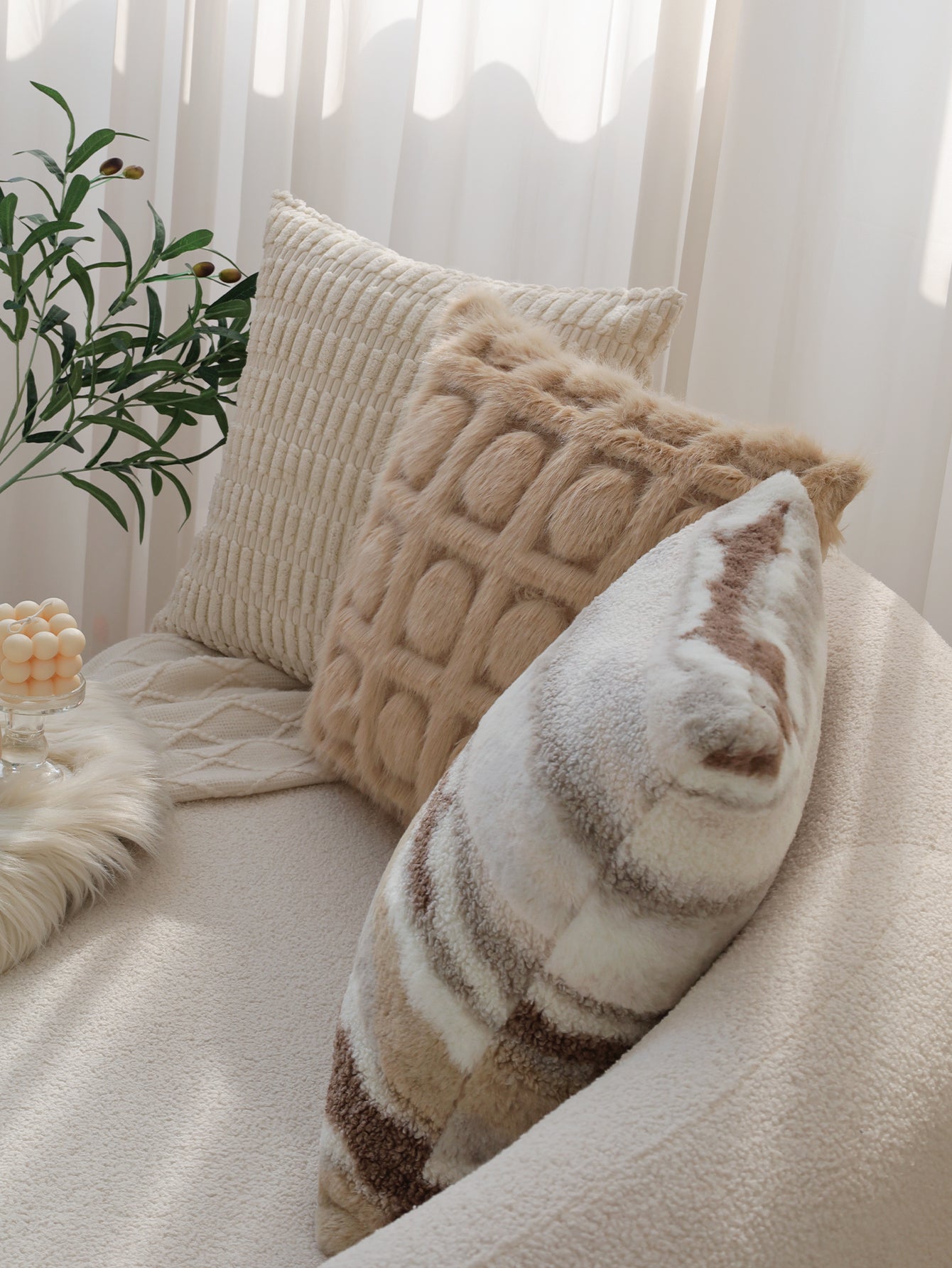 Combo Set of 4 Throw Pillow Covers AND Inserts mixed well styles one of each size 18"x18