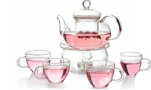 [TEA set#3] teapot with infuser + warmer and 4 single layered cups