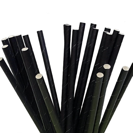 [PS36-200PCS] black paper straws - 200 pieces (set of 8 packs of 25) - party essentials