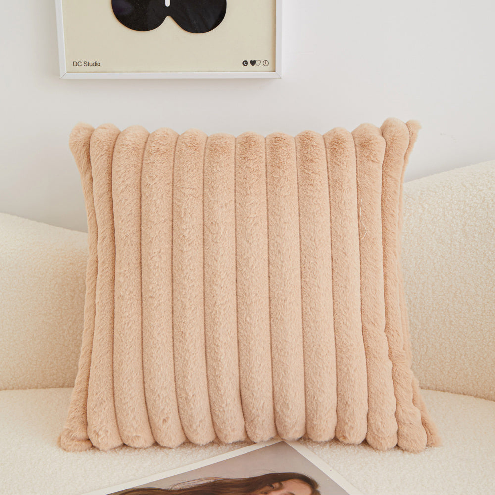 [IN2XZTR-1 Cream] Polyester Blend Throw Square Pillow Cover & Insert (Double Sides)