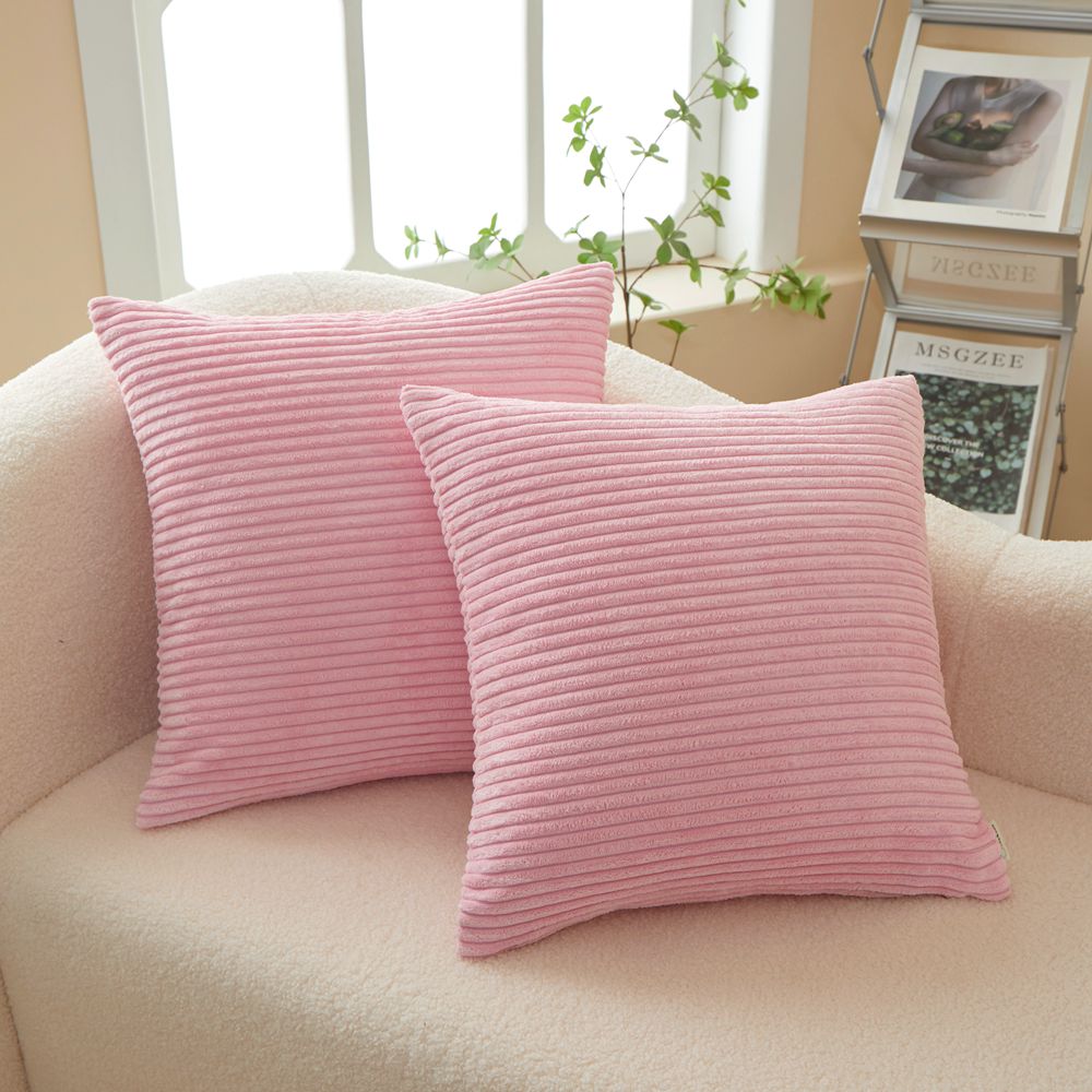 [IN2XT1-02] Set of 2 Velvet Stripe Throw Pillow (With/Without Inserts) 7 size options