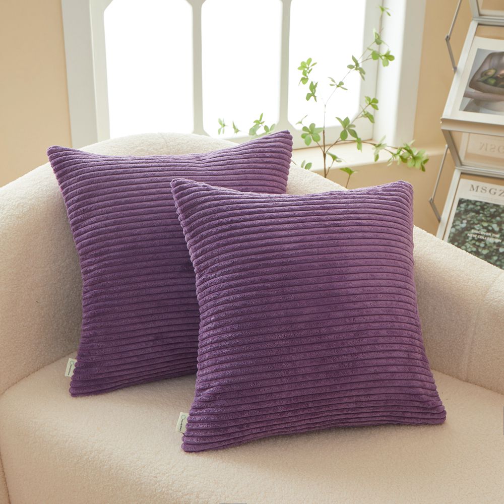 [IN2XT1-02] Set of 2 Velvet Stripe Throw Pillow (With/Without Inserts) 7 size options