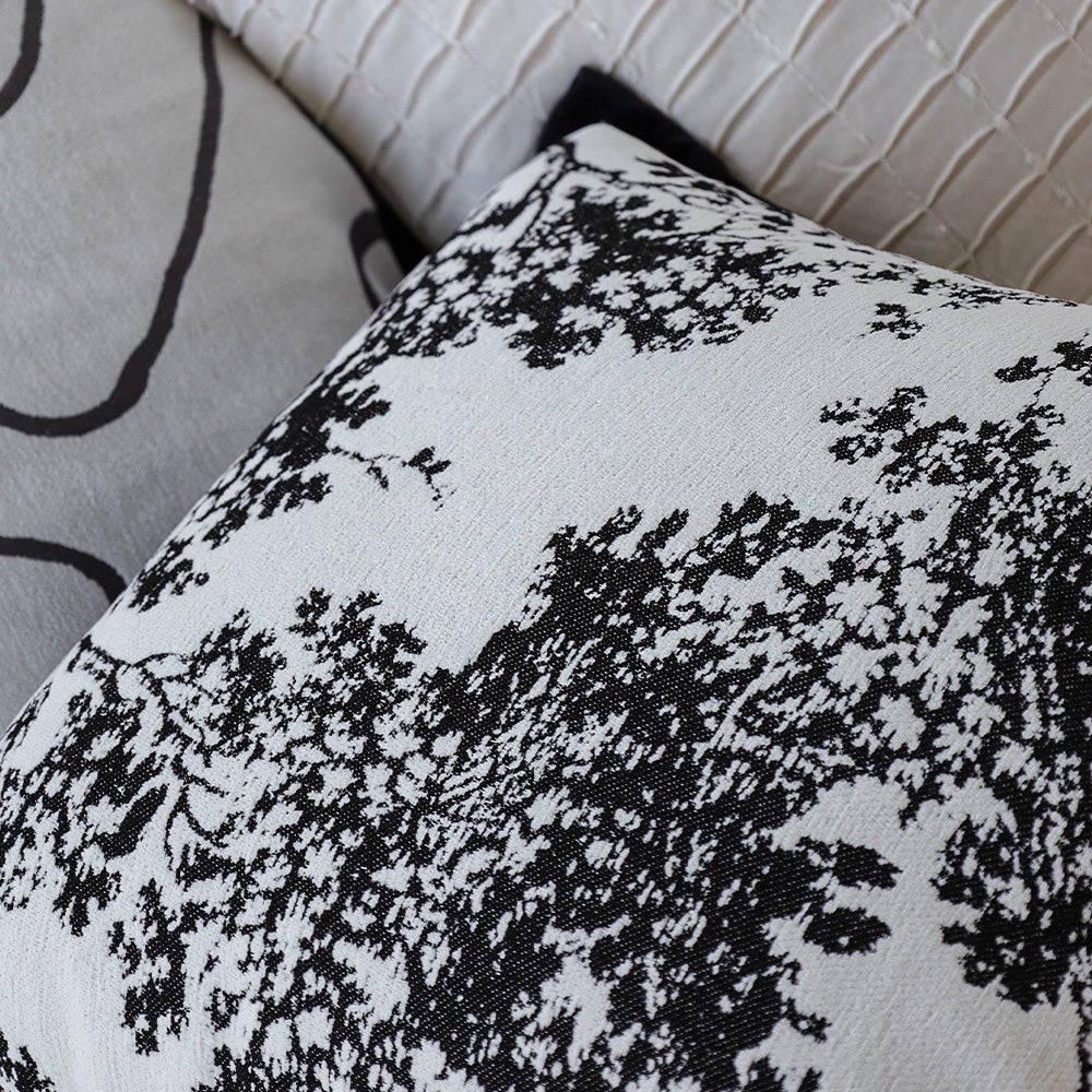 18"x18" Square Throw Pillow | Elegant Tree Motif Chenille Design | Soft & Textured Cushion Cover | 2 Insert Options | Neutral & Bold Colors