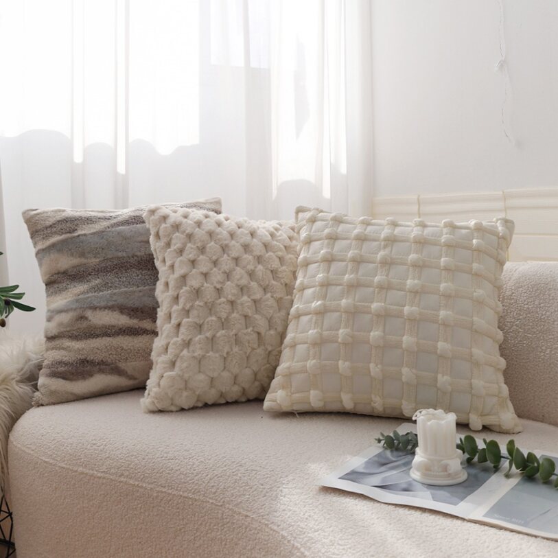 18"x18" Square Throw Pillow | Textured Woven Jacquard Design | Soft Polyester Cushion Cover | 2 Insert Options | Available in Neutral & Bold Colors