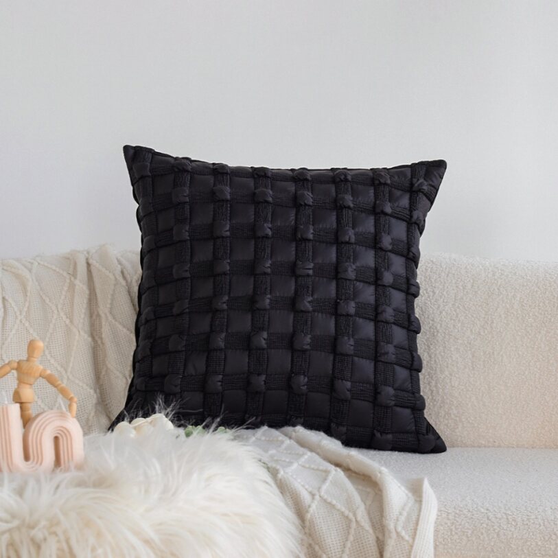 18"x18" Square Throw Pillow | Textured Woven Jacquard Design | Soft Polyester Cushion Cover | 2 Insert Options | Available in Neutral & Bold Colors