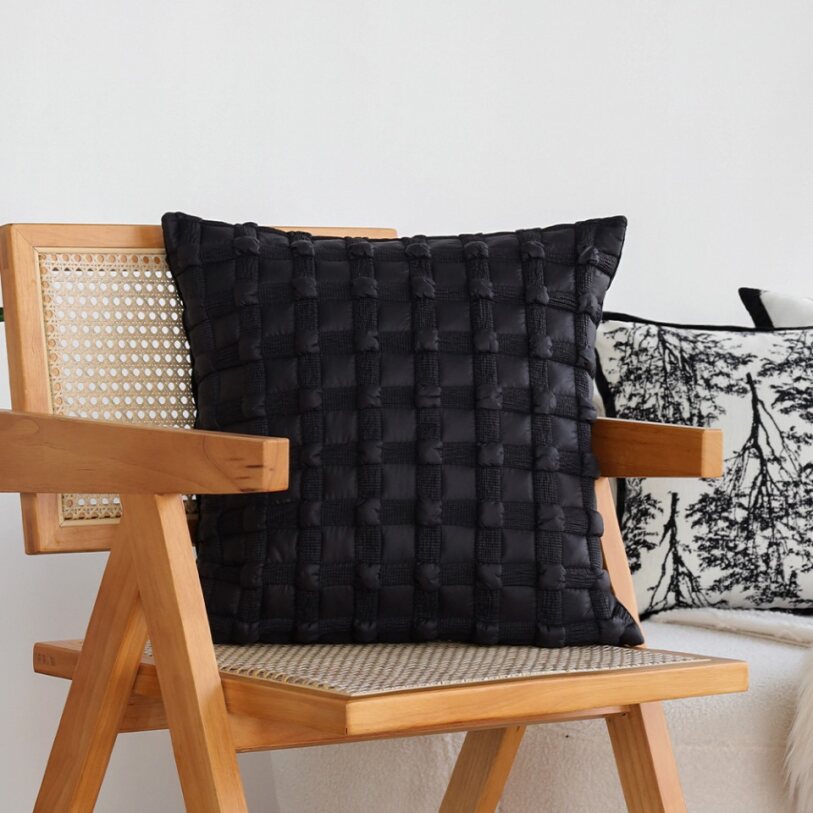 18"x18" Square Throw Pillow | Textured Woven Jacquard Design | Soft Polyester Cushion Cover | 2 Insert Options | Available in Neutral & Bold Colors