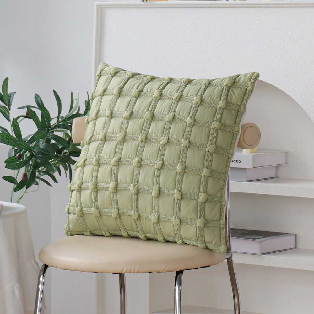 Set of 2 with inserts textured serenity collection - modern plush throw pillows in sage green and ivory with tufted, striped, and quilted patterns