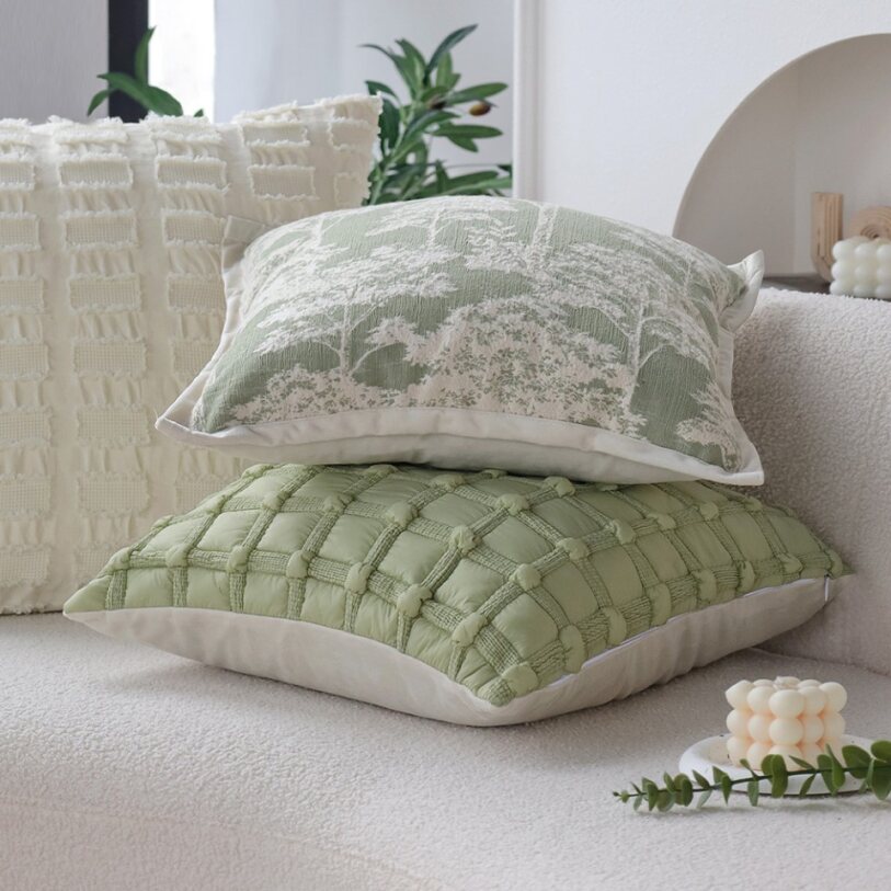 18"x18" Square Throw Pillow | Textured Woven Jacquard Design | Soft Polyester Cushion Cover | 2 Insert Options | Available in Neutral & Bold Colors