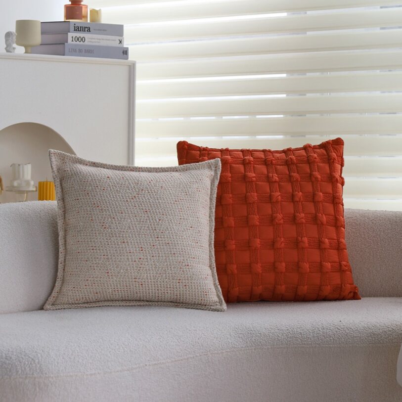 18"x18" Square Throw Pillow | Textured Woven Jacquard Design | Soft Polyester Cushion Cover | 2 Insert Options | Available in Neutral & Bold Colors