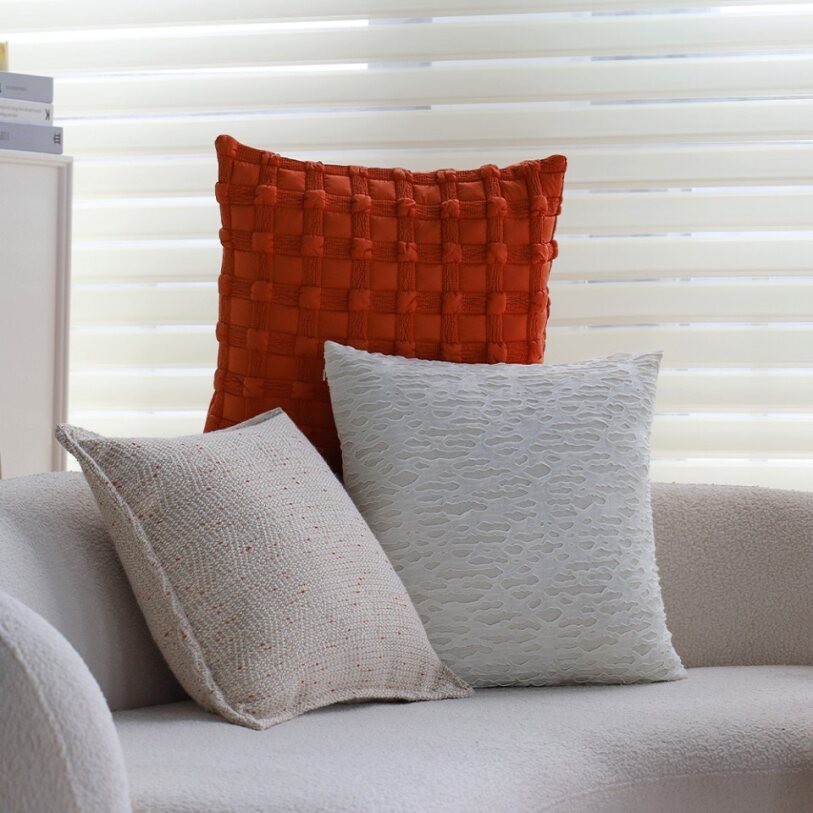 18"x18" Square Throw Pillow | Textured Woven Jacquard Design | Soft Polyester Cushion Cover | 2 Insert Options | Available in Neutral & Bold Colors