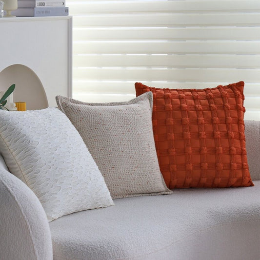 18"x18" Square Throw Pillow | Textured Woven Jacquard Design | Soft Polyester Cushion Cover | 2 Insert Options | Available in Neutral & Bold Colors