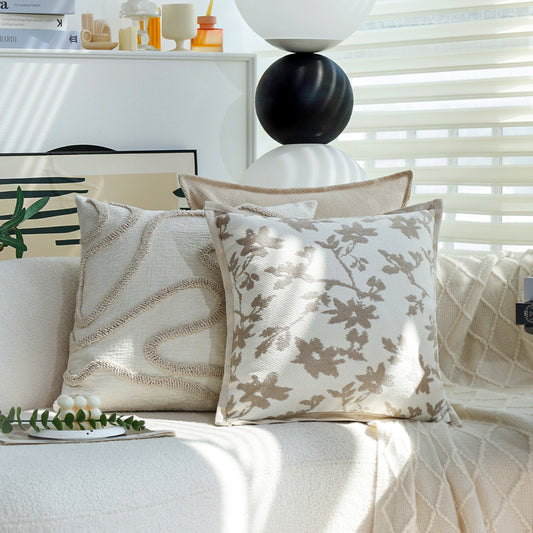 18" x18" Square Throw Pillow Jacquard Floral Chenille 2 sizes of Insert options