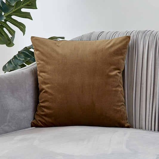 Color: Squirrel Set of 2 Velvet Solid Colors Pillow Covers (With or Without Inserts)