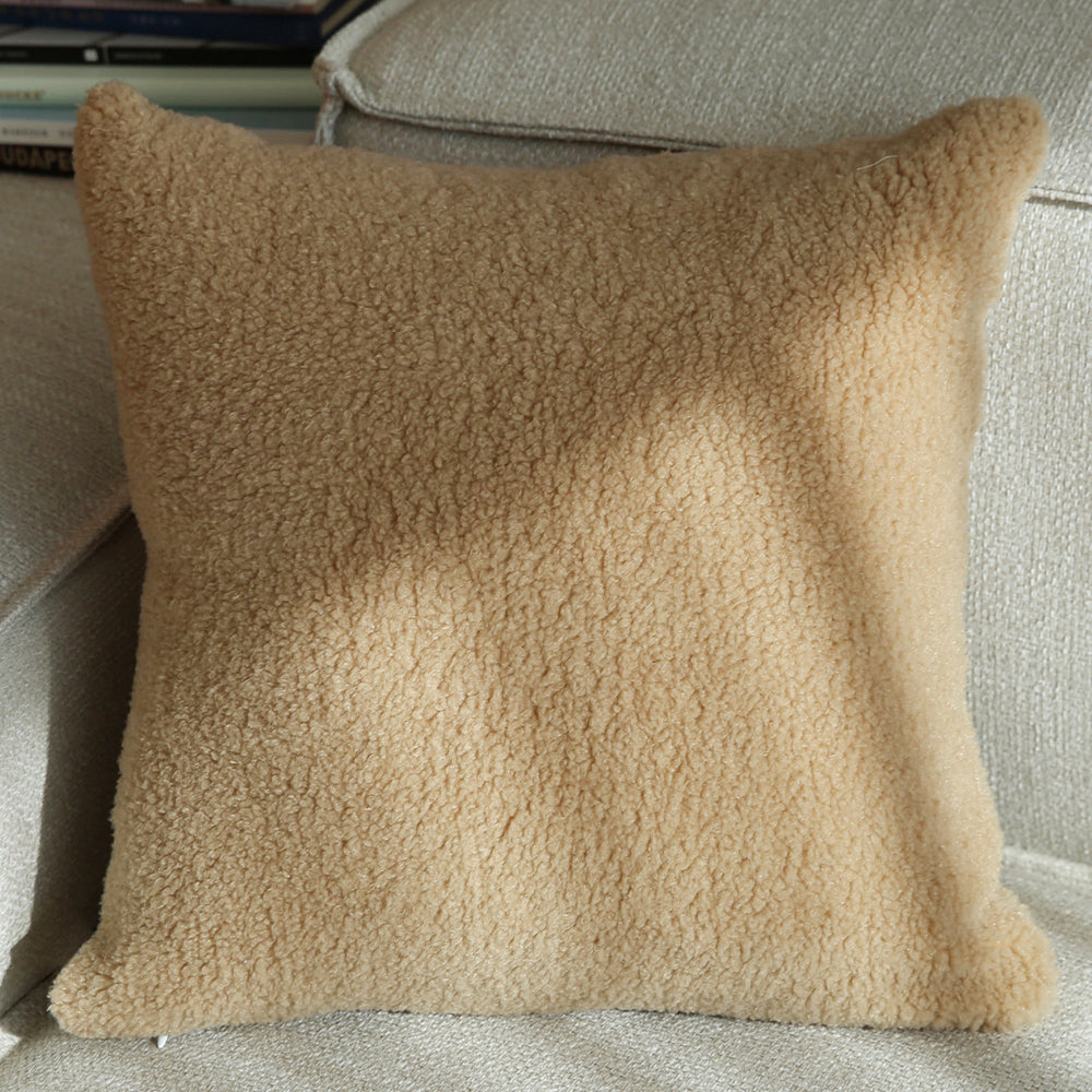 [IN-1X ZT123-1 grey] 18"x18" Teddy Faux Fluffy Solid Color Throw Pillow (With  Insert)