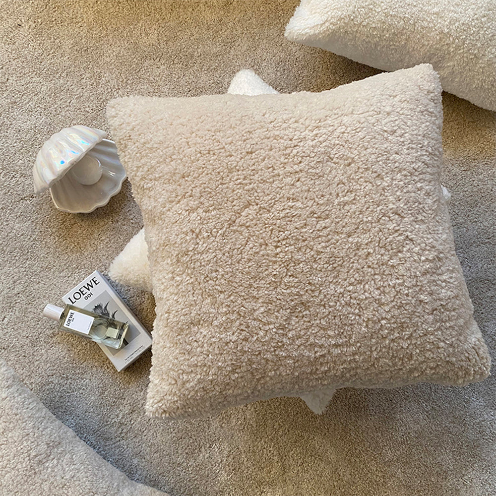 [IN-1X ZT123-1 grey] 18"x18" Teddy Faux Fluffy Solid Color Throw Pillow (With  Insert)