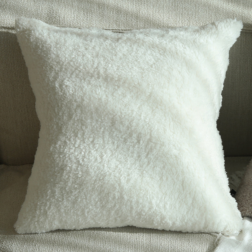 [IN-1X ZT123-1 grey] 18"x18" Teddy Faux Fluffy Solid Color Throw Pillow (With  Insert)