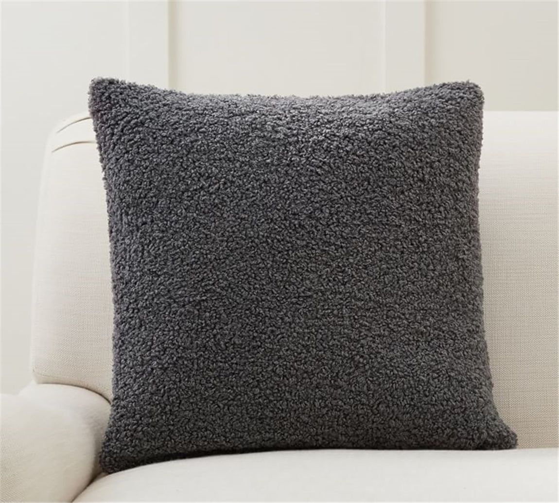 [IN-1X ZT123-1 grey] 18"x18" Teddy Faux Fluffy Solid Color Throw Pillow (With  Insert)