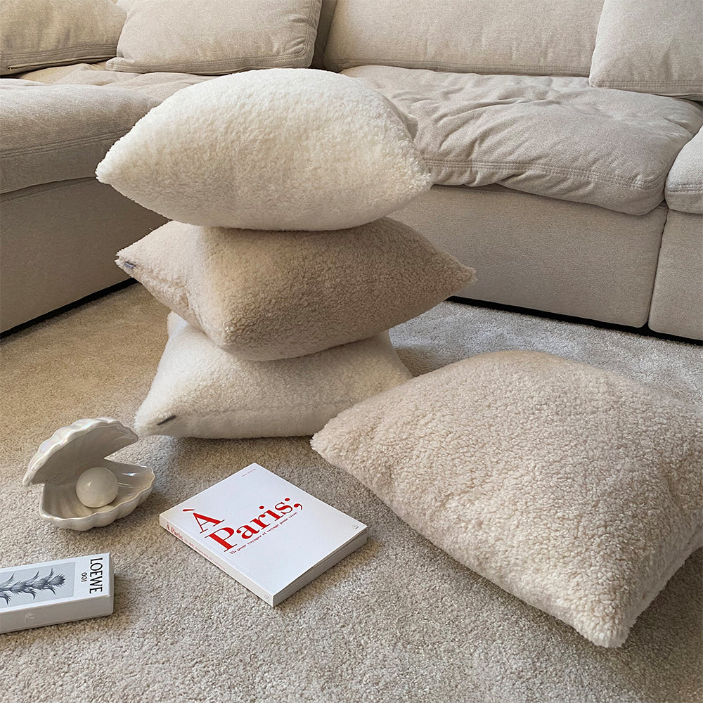 [IN-1X ZT123-1 grey] 18"x18" Teddy Faux Fluffy Solid Color Throw Pillow (With  Insert)