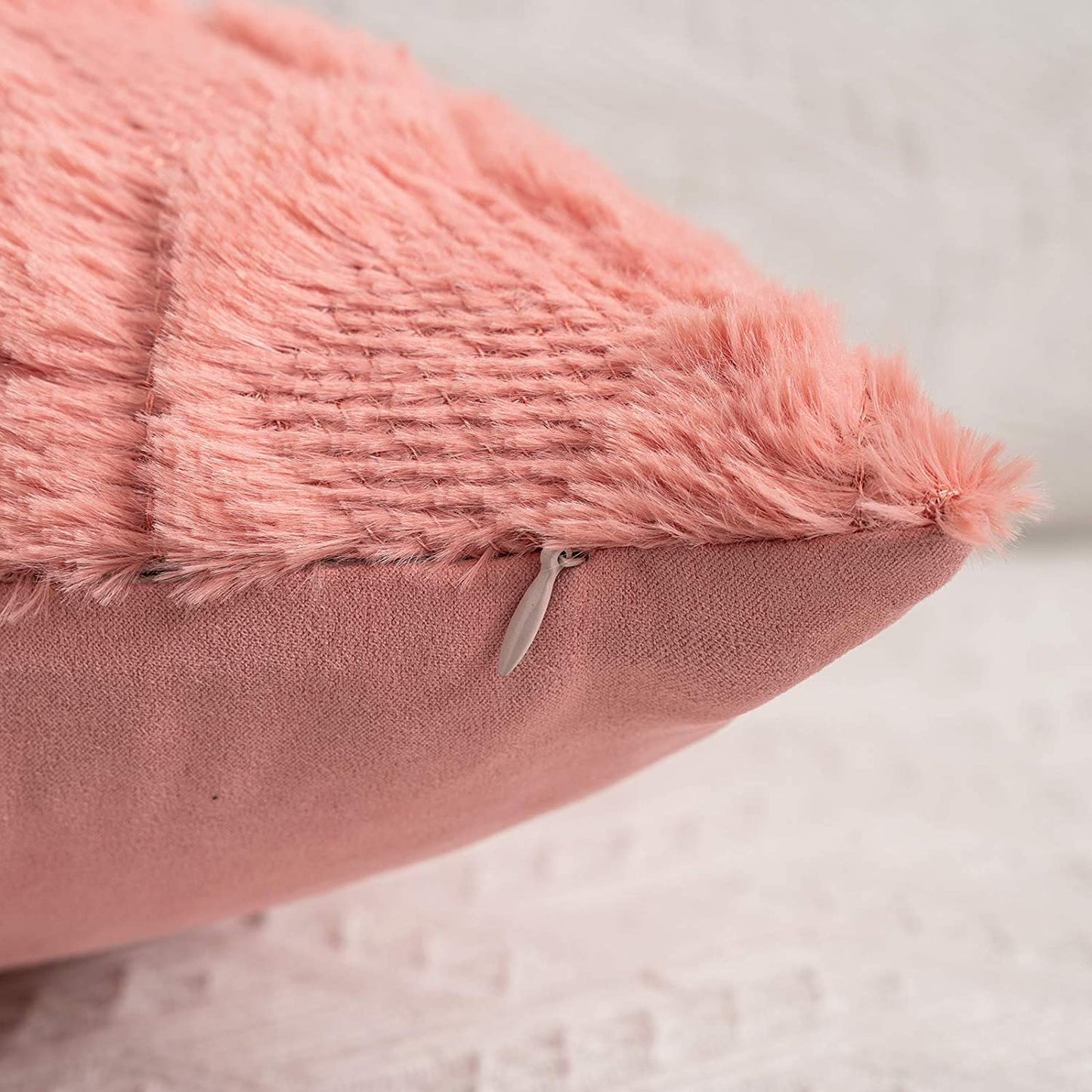 18"x18" tufted diamond plush throw pillow | 12 colors soft faux fur texture | modern geometric accent | insert included