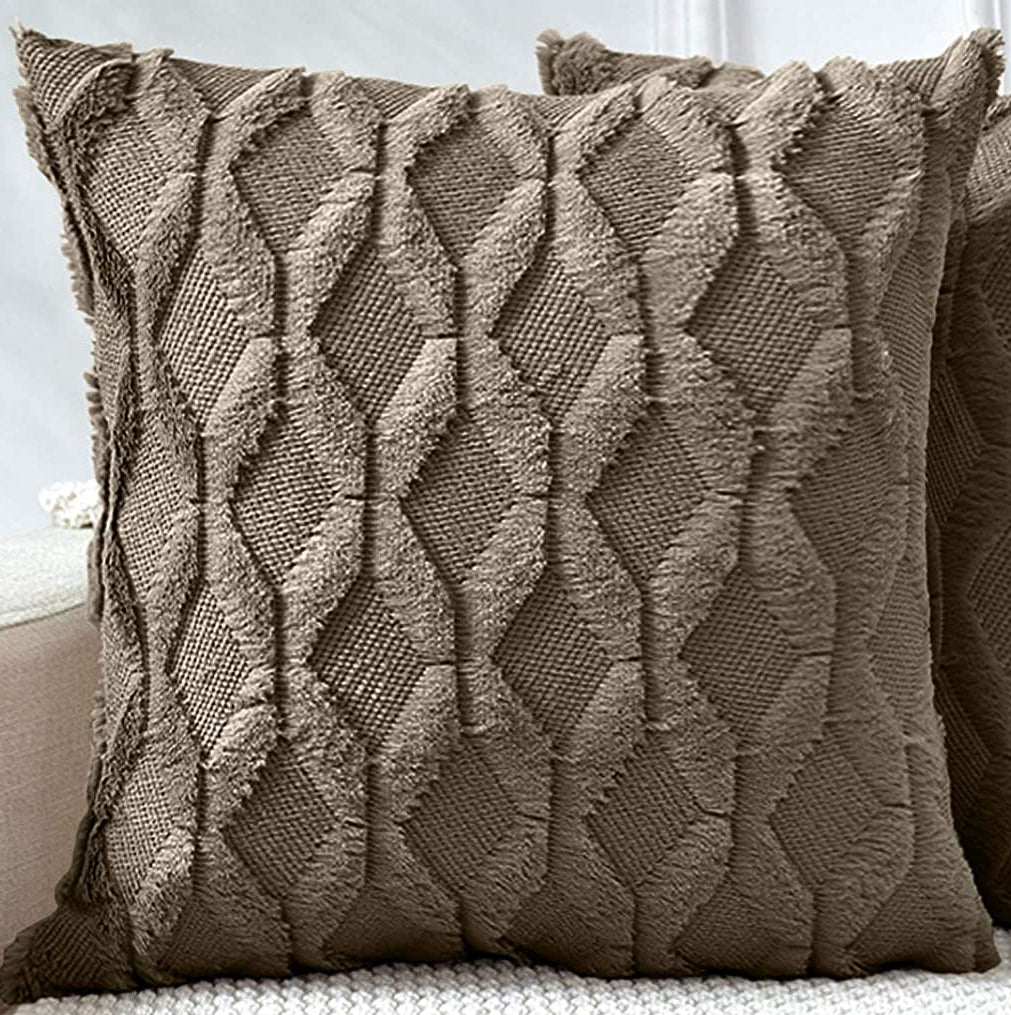 18"x18" tufted diamond plush throw pillow | 12 colors soft faux fur texture | modern geometric accent | insert included