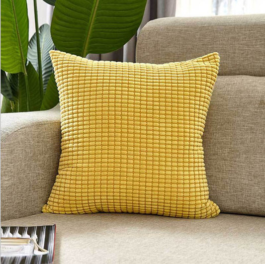 Set of 2 yellow polyester-blend throw pillows covers and inserts  22x22inch