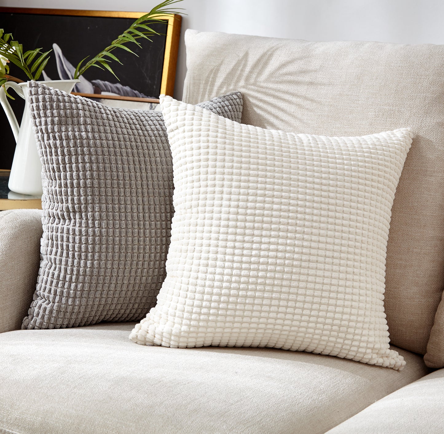 [IN63/6+8] Set of 2 Beautiful combination Pillow Covers With Inserts black/white or gray/white 4 sizes to choose from