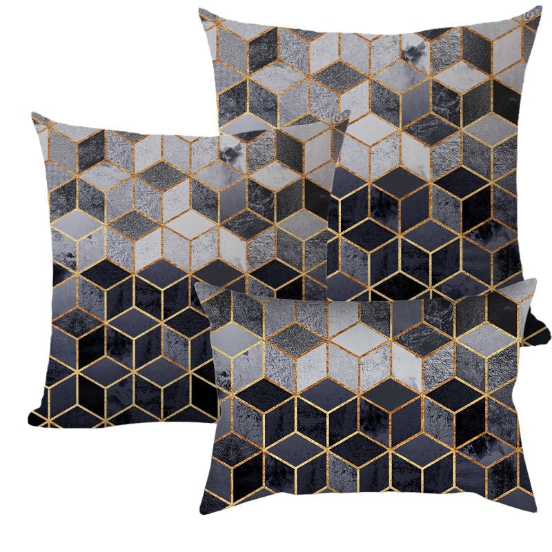 3 size mixed Geometric Set of 3 Pillow Covers With Inserts 1 of 12"x20", 1 of 18"x18", 1 of 20"x20"