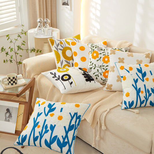 18"x18" Sunshine Blossom Whimsical Floral Pillow (With  insert)