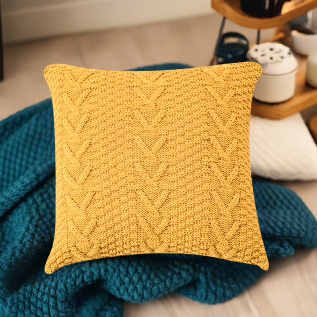[IN 1XZT27-Beige] Knitted Cozy Home Decoration Throw Pillow (With or Without Insert)