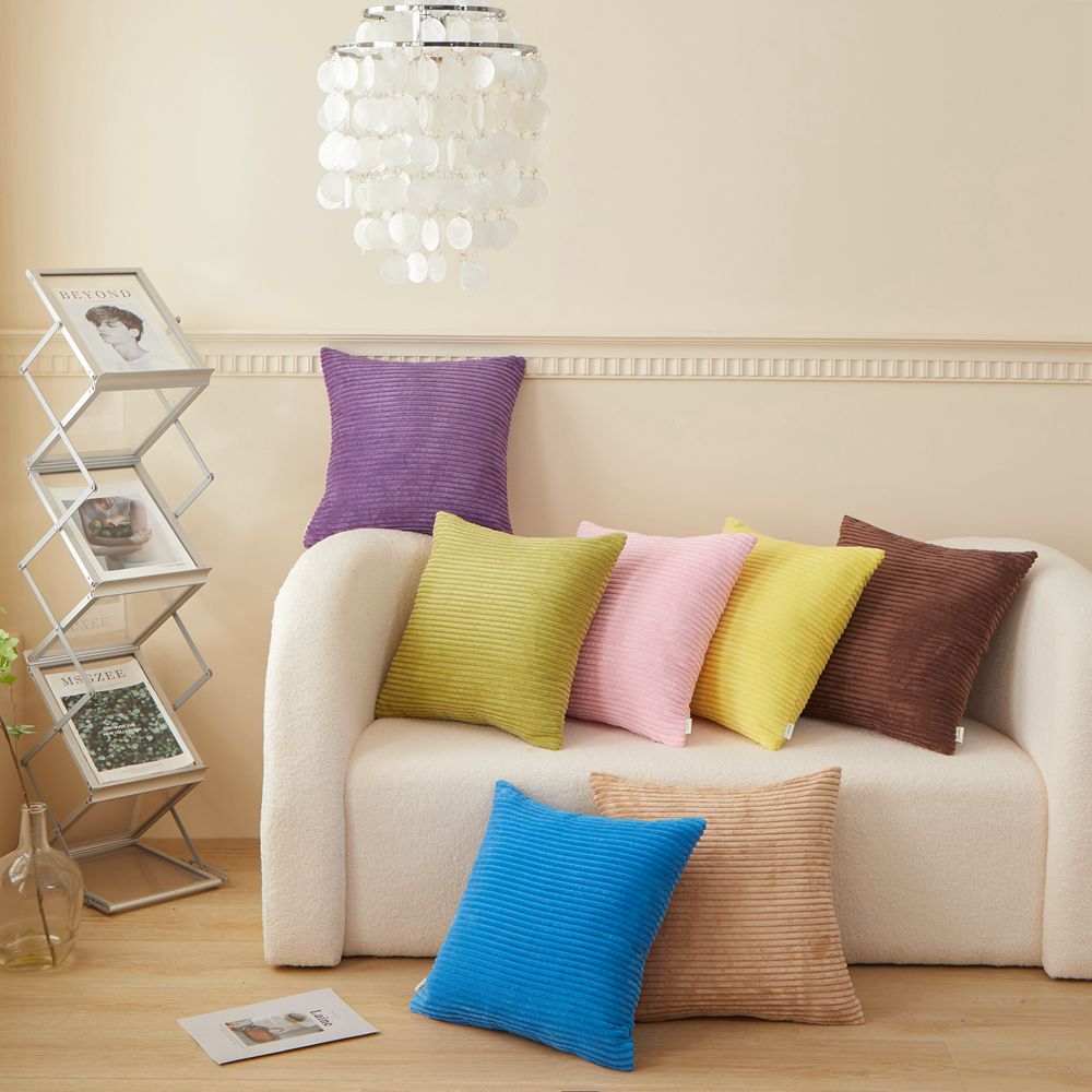 [IN2XT1-02] Set of 2 Velvet Stripe Throw Pillow (With/Without Inserts) 7 size options