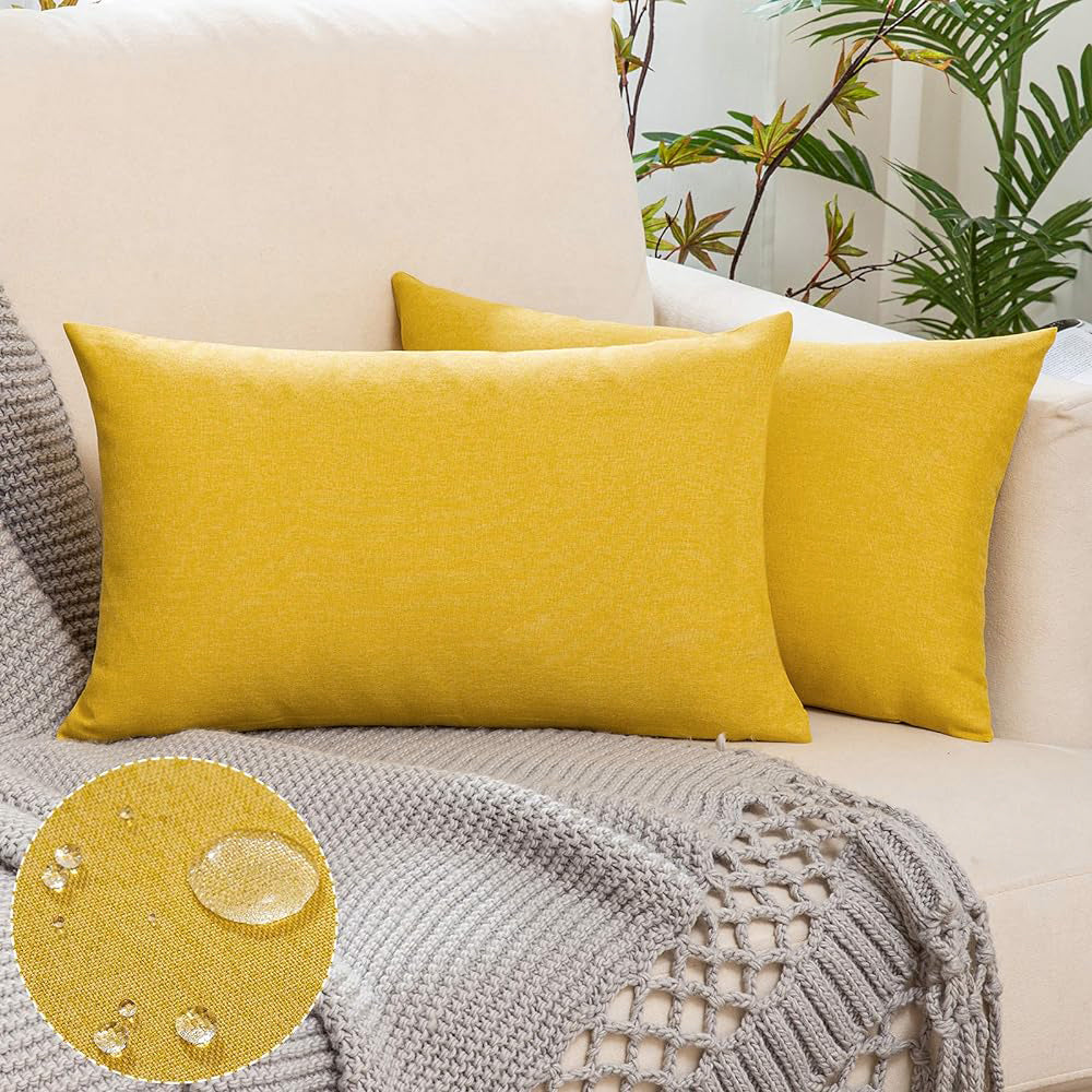 Set of 2 Solid Color Outdoor Waterproof Throw Pillow (With or Without Inserts) size 12"x20" or 18"x18"