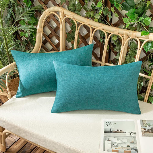Set of 2 Solid Color Outdoor Waterproof Throw Pillow (With or Without Inserts) size 12"x20" or 18"x18"