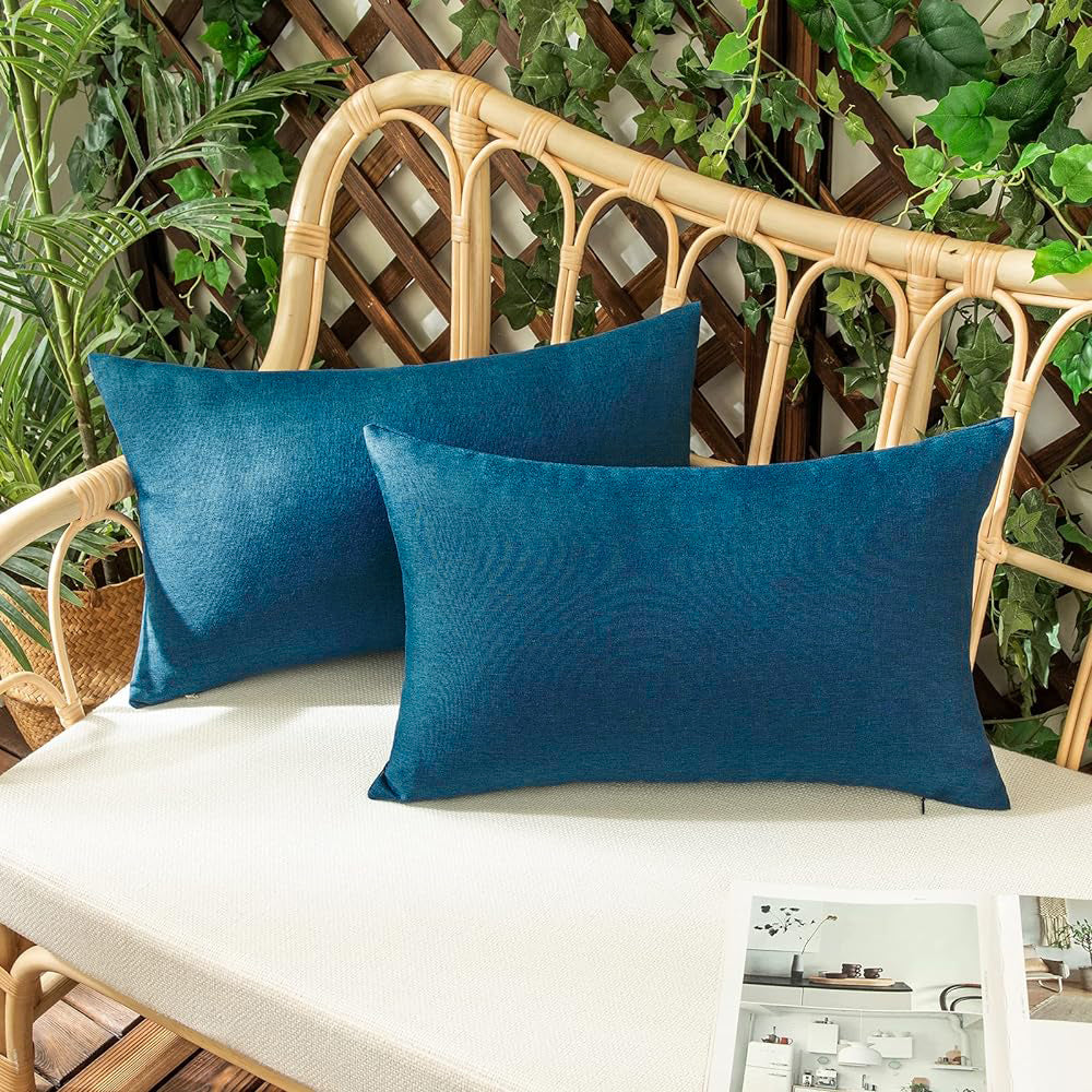 Set of 2 Solid Color Outdoor Waterproof Throw Pillow (With or Without Inserts) size 12"x20" or 18"x18"