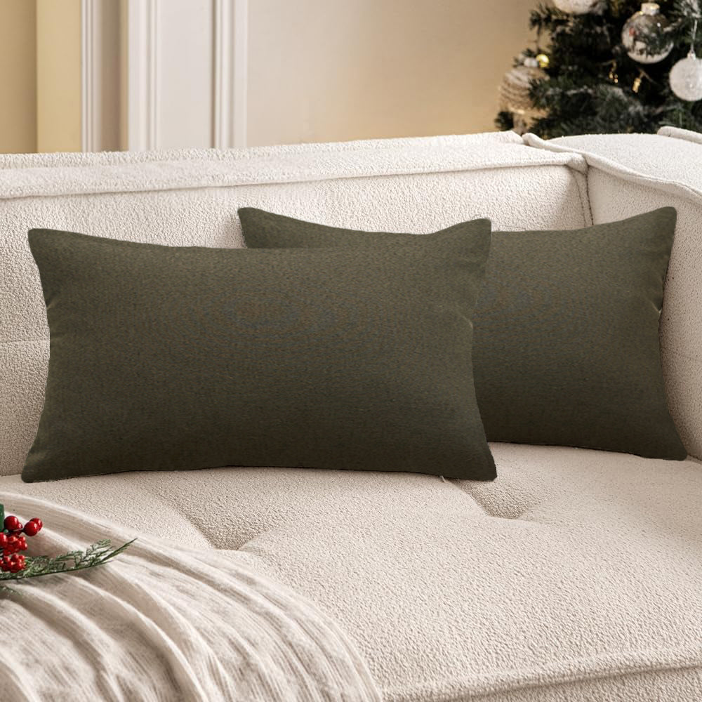 Set of 2 Solid Color Outdoor Waterproof Throw Pillow (With or Without Inserts) size 12"x20" or 18"x18"