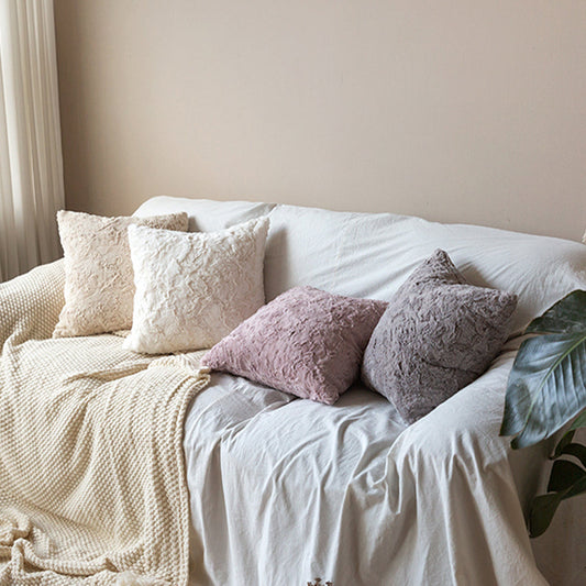 Pack of 2 Double sides furry throw pillow case and insert great to snuggle