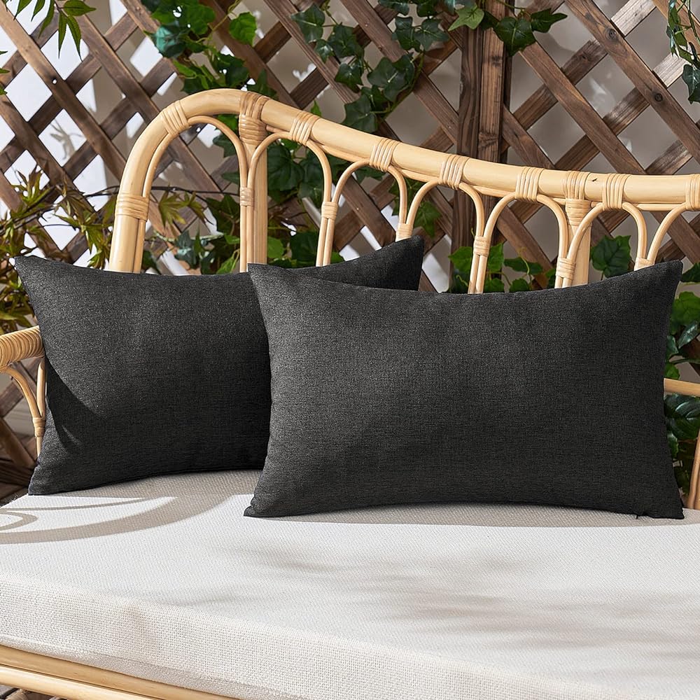 Set of 2 Solid Color Outdoor Waterproof Throw Pillow (With or Without Inserts) size 12"x20" or 18"x18"