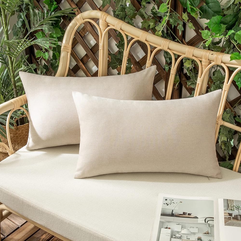 Set of 2 Solid Color Outdoor Waterproof Throw Pillow (With or Without Inserts) size 12"x20" or 18"x18"