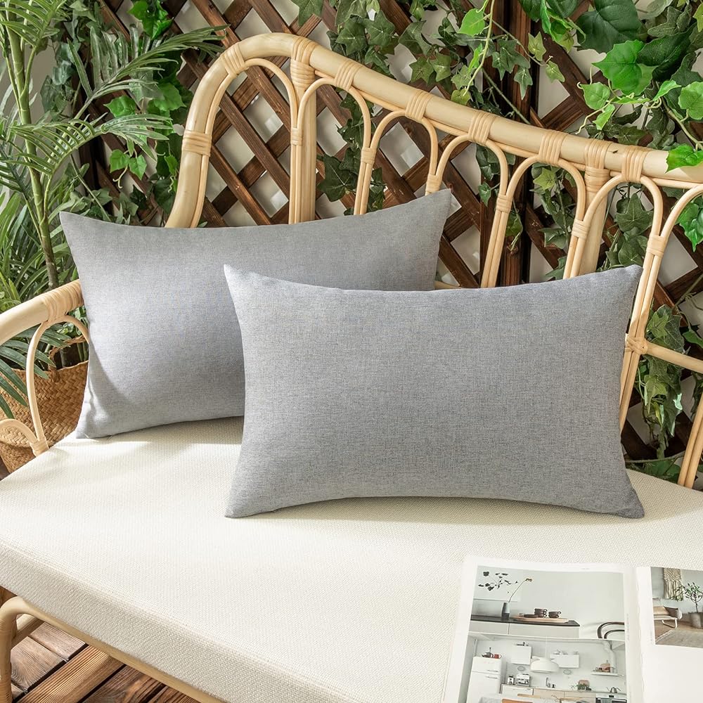Set of 2 Solid Color Outdoor Waterproof Throw Pillow (With or Without Inserts) size 12"x20" or 18"x18"