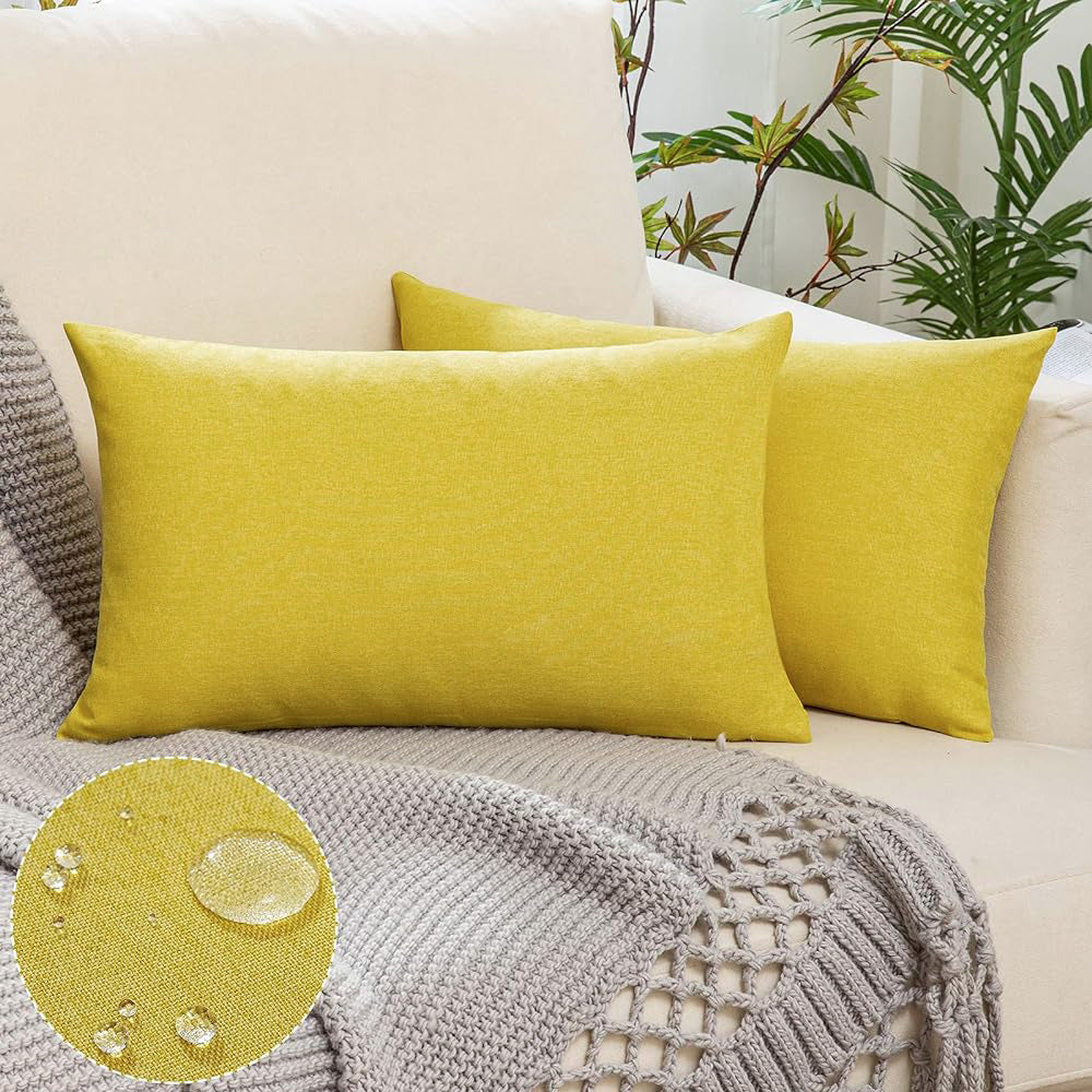 Set of 2 Solid Color Outdoor Waterproof Throw Pillow (With or Without Inserts) size 12"x20" or 18"x18"