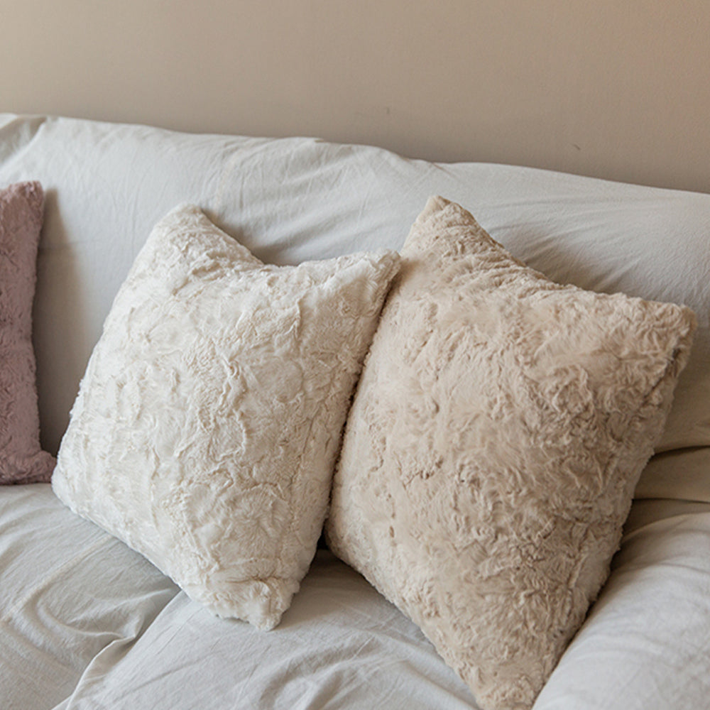 [IN2XC1 white] Pack of 2 Double sides furry throw pillow case and insert great to snuggle