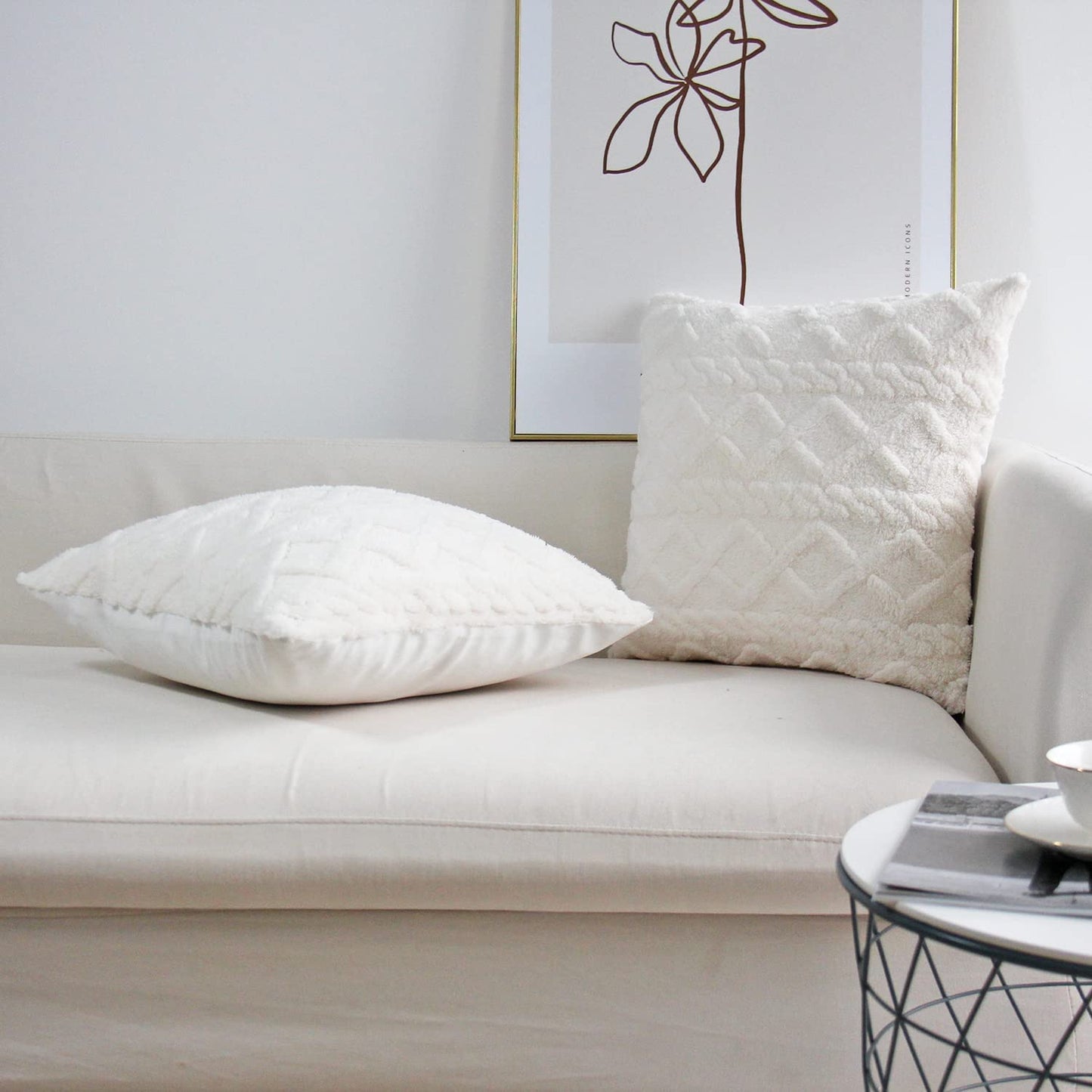[IN2XA1 White] Pack of 2 Double sides throw pillow SUPER SOFT 3D FOLORAL PATTERN