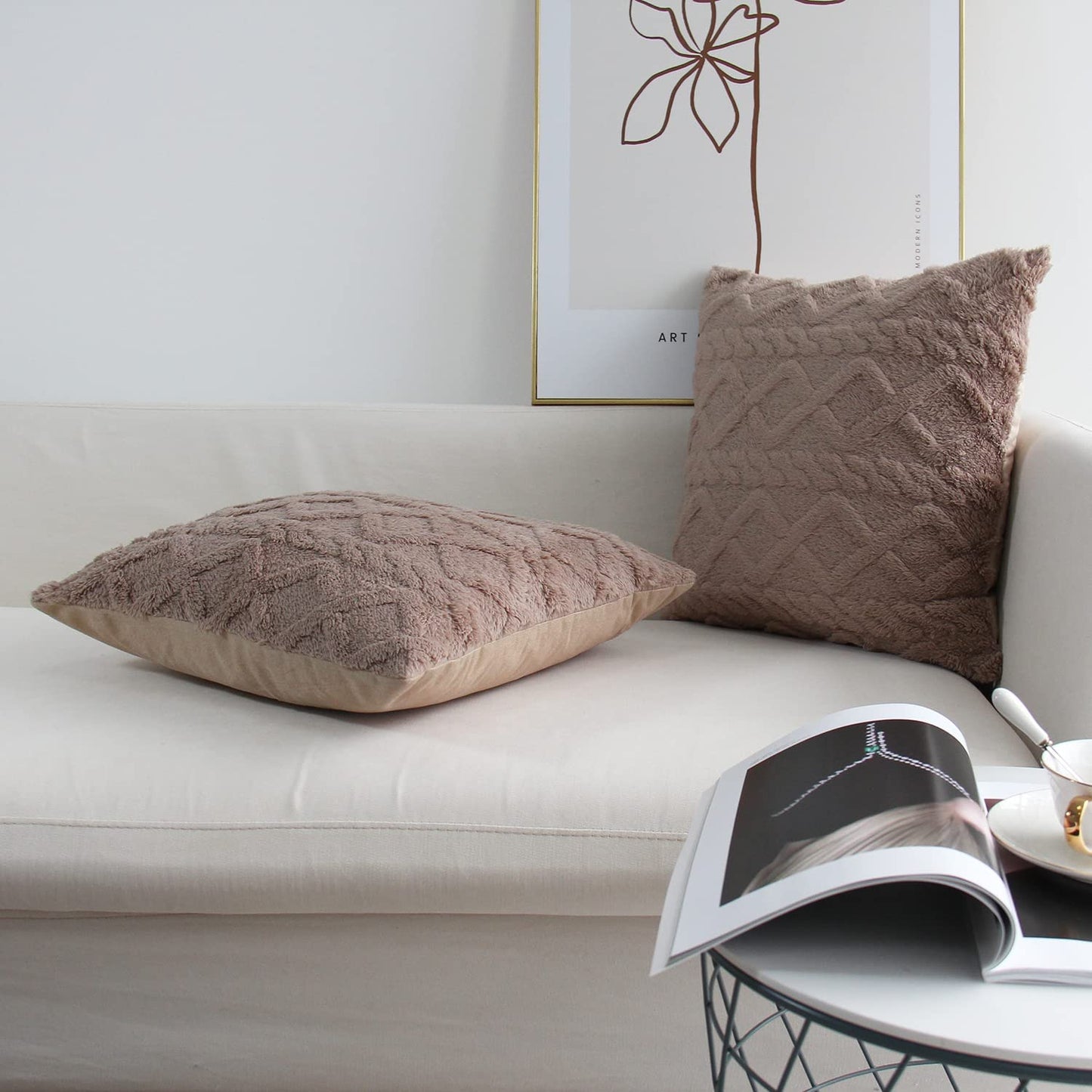 [IN2XA1 White] Pack of 2 Double sides throw pillow SUPER SOFT 3D FOLORAL PATTERN