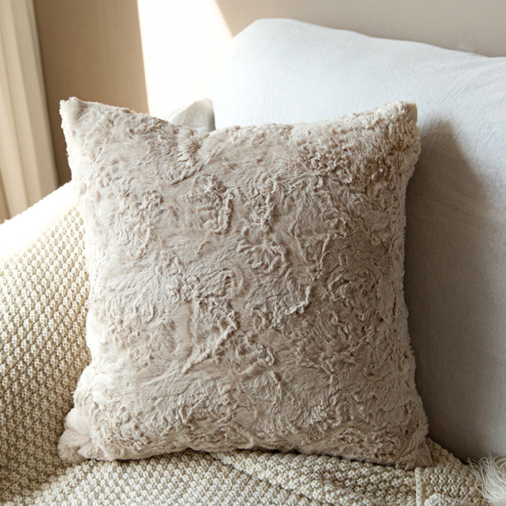 [IN2XC1 white] Pack of 2 Double sides furry throw pillow case and insert great to snuggle