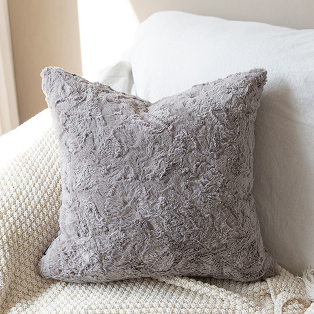 [IN2XC1 white] Pack of 2 Double sides furry throw pillow case and insert great to snuggle