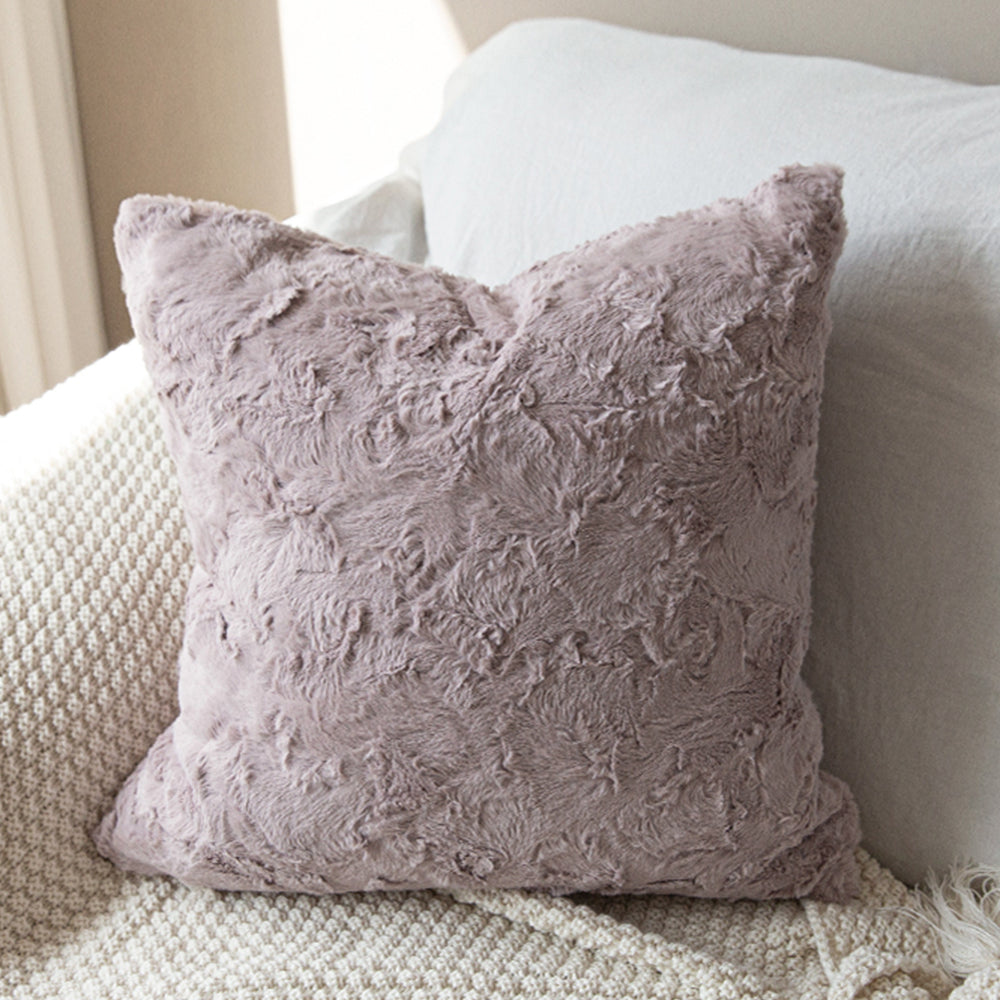 [IN2XC1 white] Pack of 2 Double sides furry throw pillow case and insert great to snuggle
