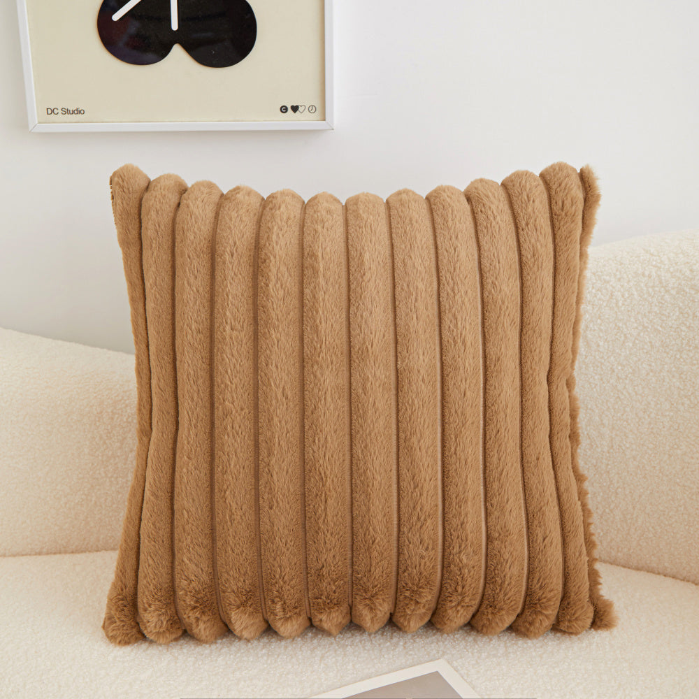 [IN-1XR-1 Cream] Polyester Blend Throw Square Pillow Cover and Insert (Double Sides)